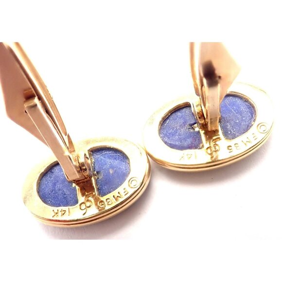 Authentic! Franklin Mint Faberge Imperial Eagle 14k Yellow Gold Lapis Cufflinks - Picture 4 of 9